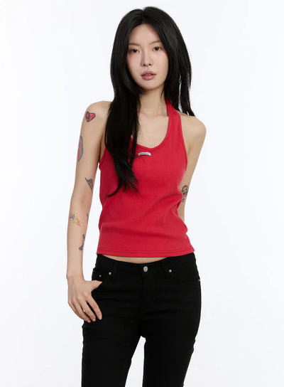 ribbed-halter-top-ca507 / Red