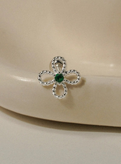 lessing-woven-bloom-piercing-1pc-iu506 / Silver