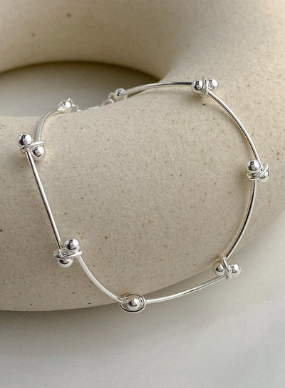 duras-bead-curve-stick-bracelet-iu506 / Silver