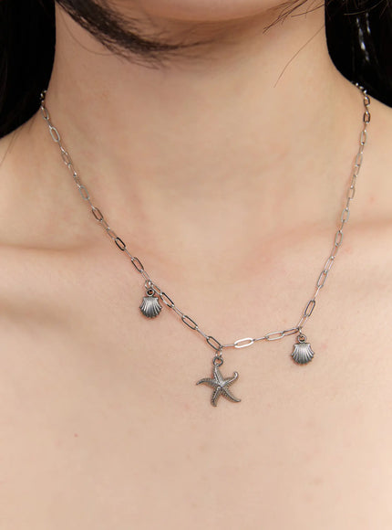 ocean-inspired-pendant-necklace-ca508 / Silver