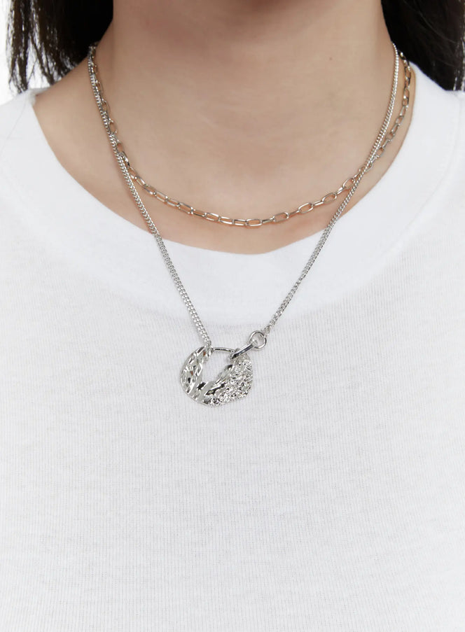 wave-double-layer-necklace-f502 / Silver