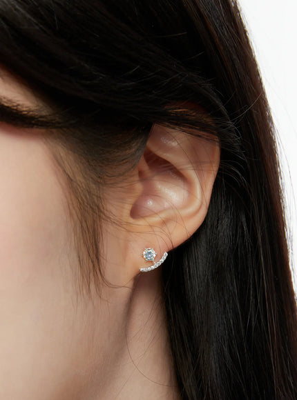 curve-stud-earrings-cd514 / Silver