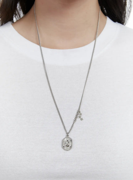 cowboy-hat-long-necklace-f502 / Silver