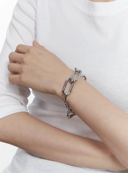 chunky-oval-chain-bracelet-f502 / Silver