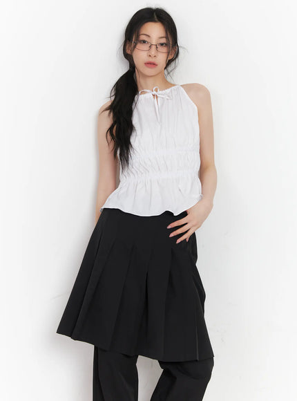 shirred-halter-neck-blouse-cu510 / White