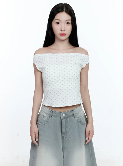 Polka-Dot Off-Shoulder Tee CG511