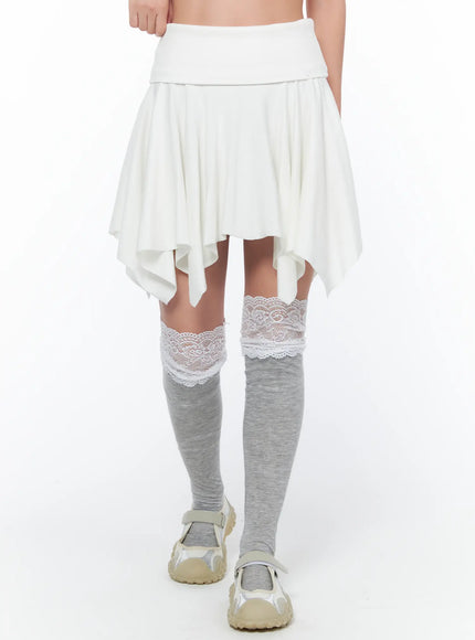 flowy-handkerchief-hem-mini-skirt-ca514 / White