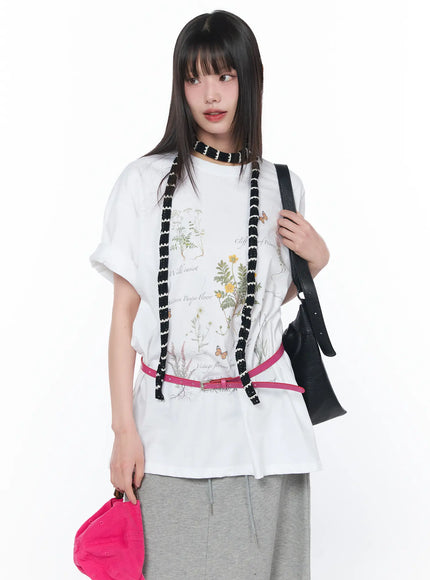 oversized-floral-print-t-shirt-ca528 / White