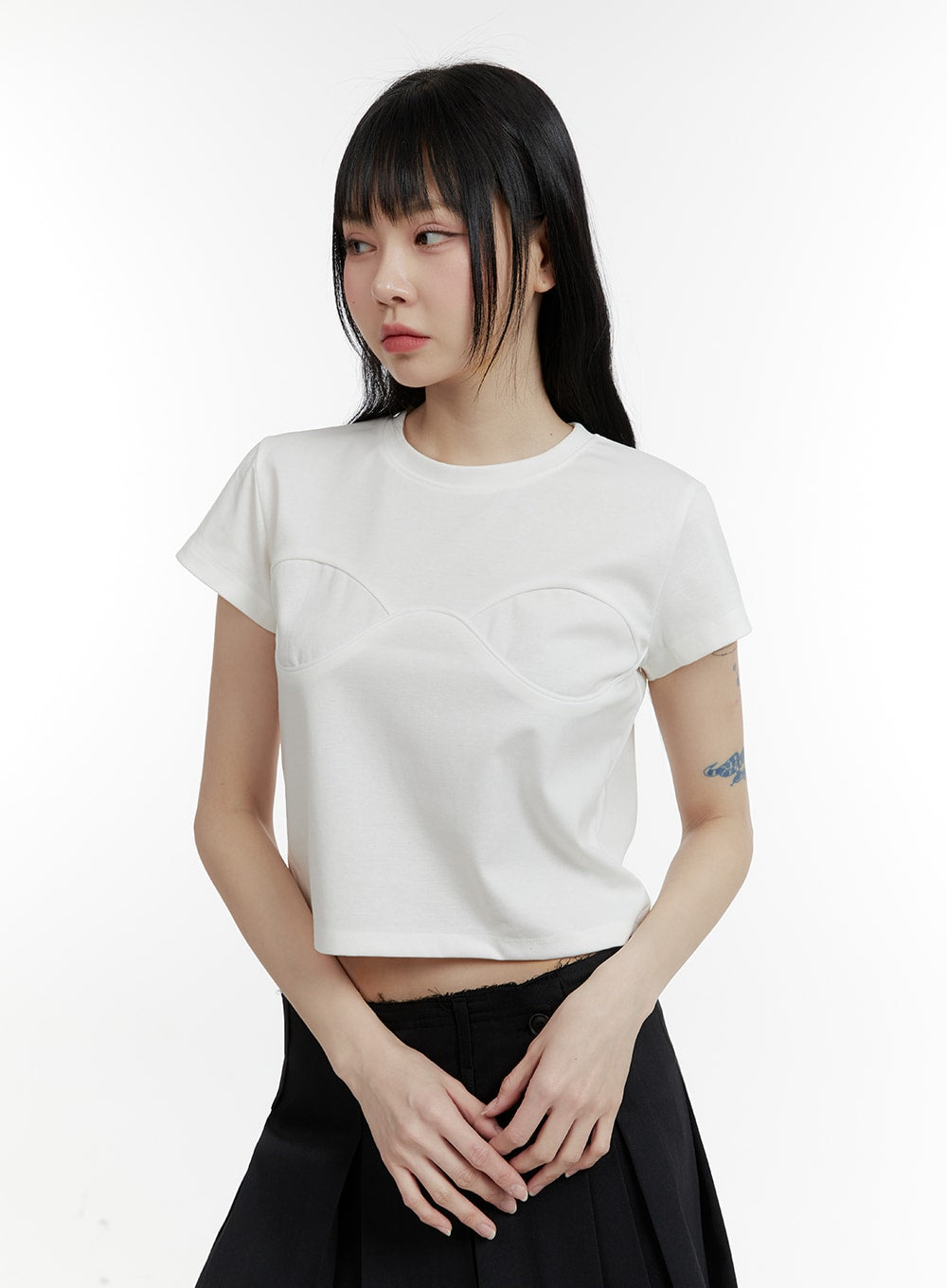 shaped-detail-crop-top-cm429 / White