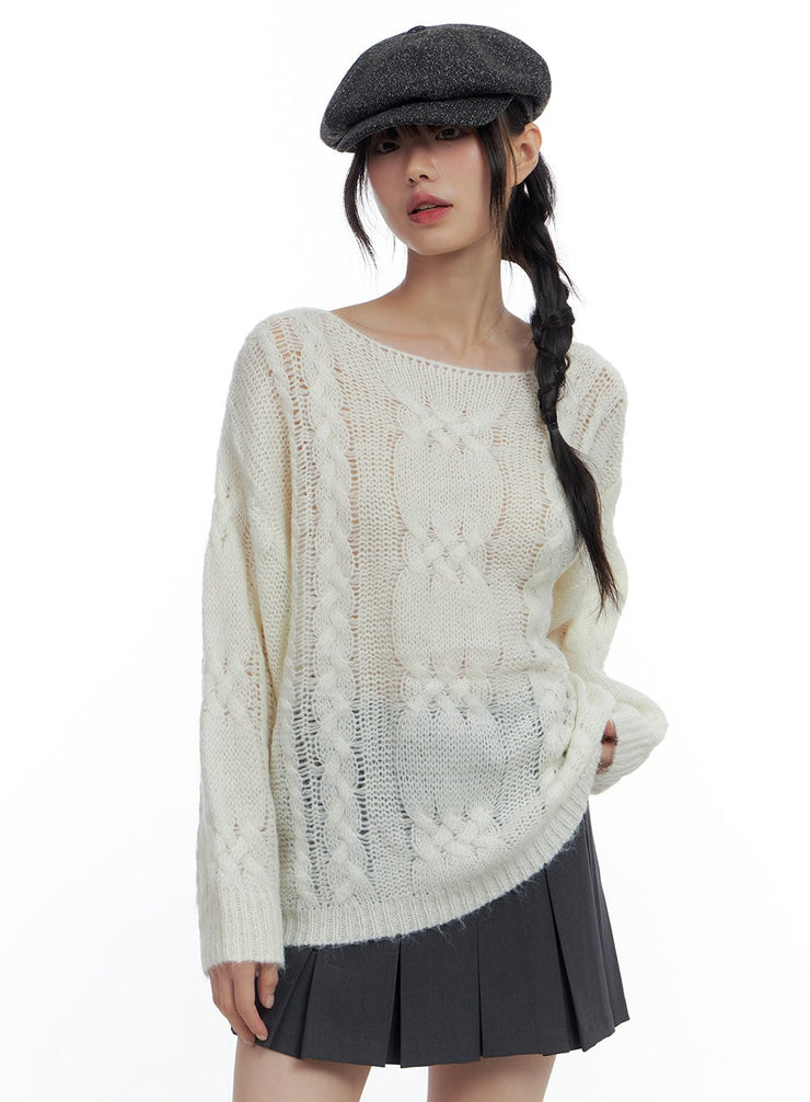 boat-neck-sheer-knit-top-cs420 / White