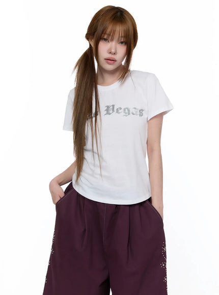 lettering-print-t-shirt-ca522 / White