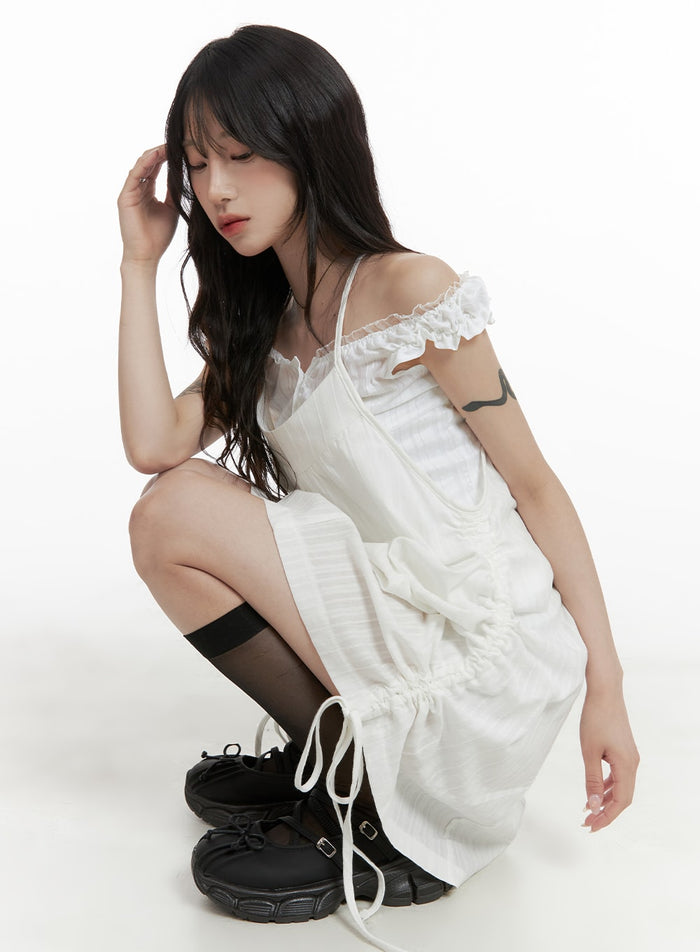 cotton-string-cami-mini-dress-ca408 / White