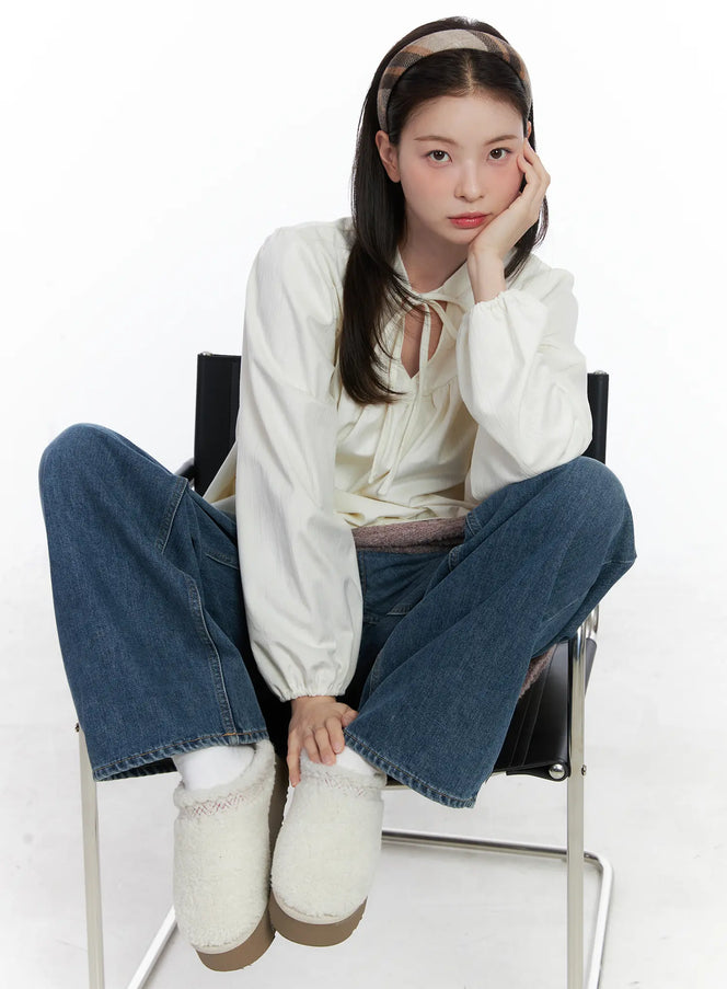 oversized-ribbon-blouse-cn519 / White