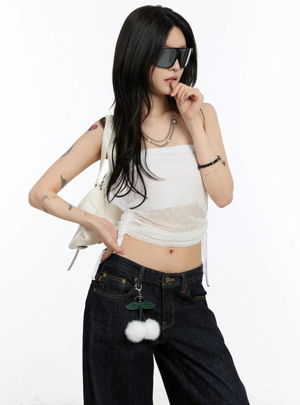 sheer-dotted-unique-top-ca506 / White