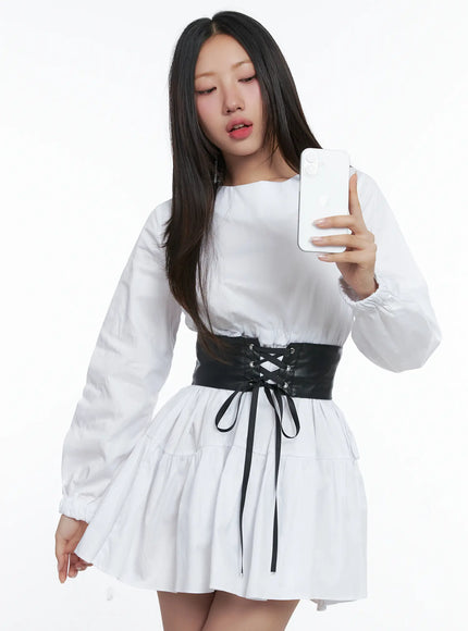 romantic-ruffled-mini-dress-cs503 / White