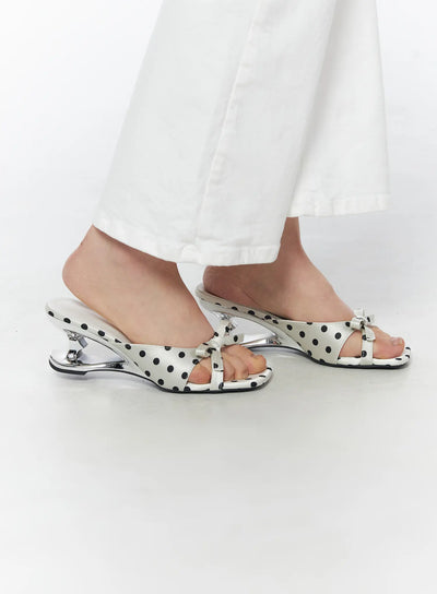 polka-dot-ribbon-heeled-mules-cy527 / White