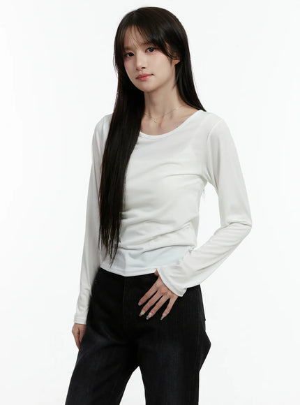 fleece-round-neck-long-sleeve-tee-cd523 / White