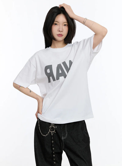 oversized-lettering-t-shirt-ca506 / White