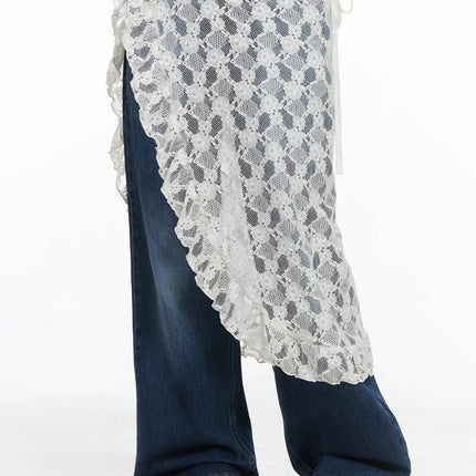 lace-layered-wrap-skirt-cd531 / White