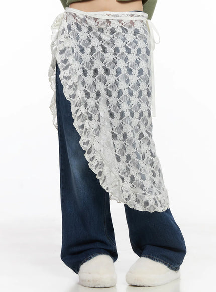 lace-layered-wrap-skirt-cd531 / White