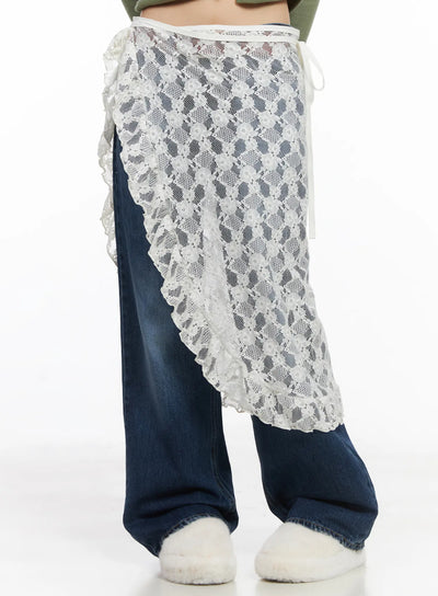 lace-layered-wrap-skirt-cd531 / White