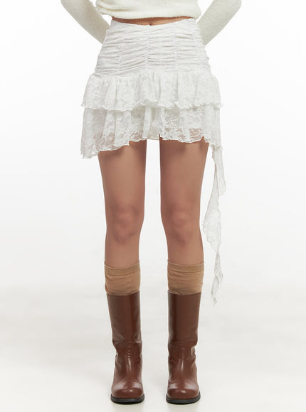 elegant-lace-mini-skirt-cn428 / White