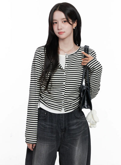 striped-layered-long-sleeve-top-cs519 / White
