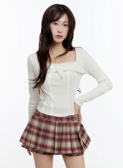 faux-fur-ribbon-long-sleeve-top-cn524 / White
