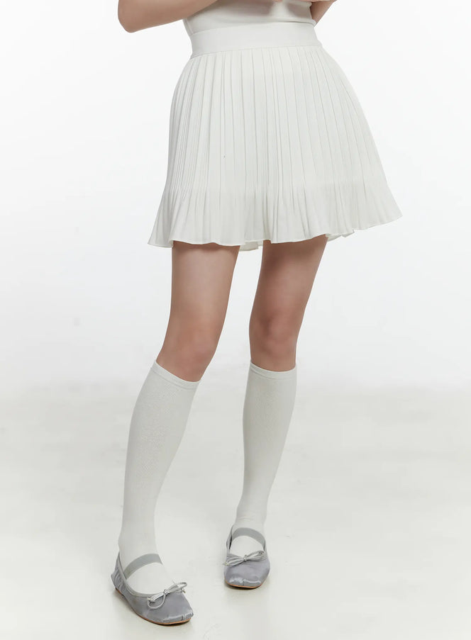 pleated-flare-mini-skirt-f502 / White