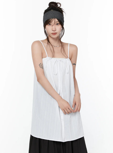 sleeveless-tie-front-dress-cy515 / White