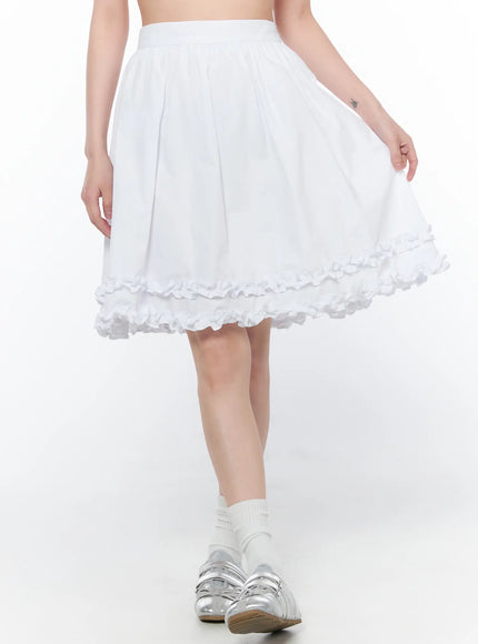 Frilled Shirred Midi Skirt CA528