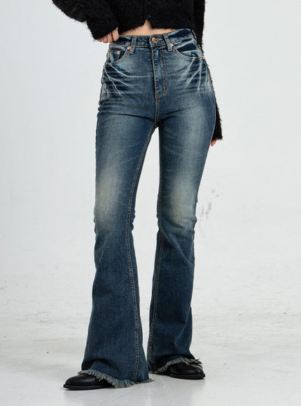 Faded Washing Bootcut Denim Pants CO17