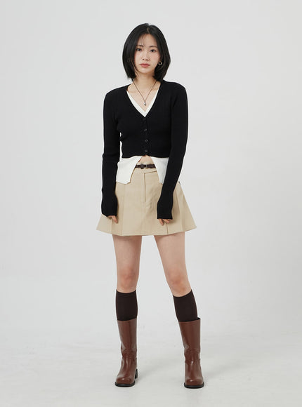 High Waist Pleated Mini Skirt OM306