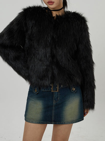 Faux Fur Hook Cropped Jacket CD21