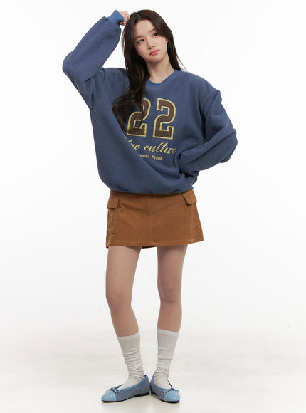 Fuzzy Oversized Crew-Neck Sweatshirt IJ510