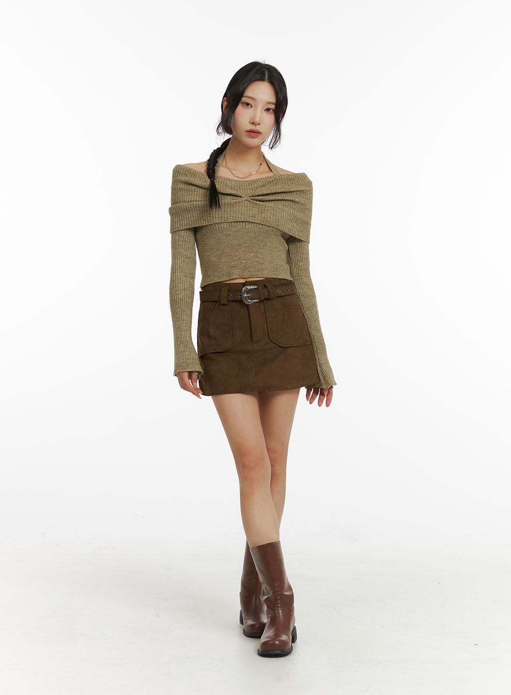 Zara suede hotsell skirt green