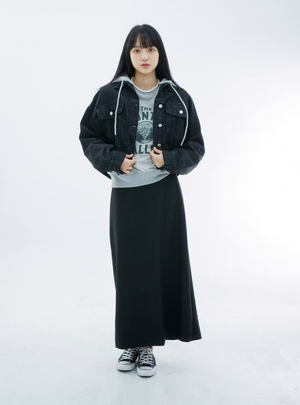 High Waist Simple Maxi Long Skirt OO04