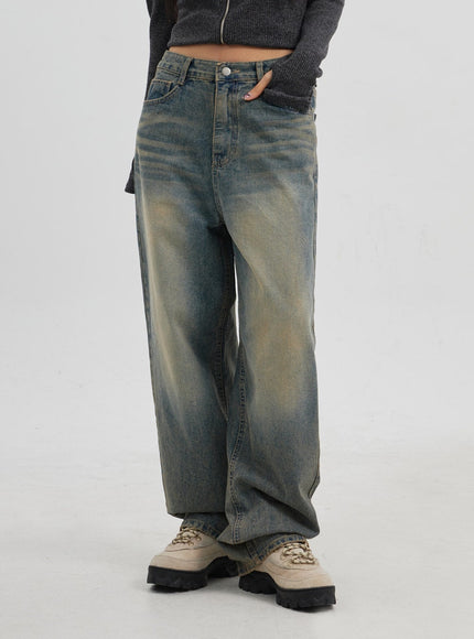 Vintage Wash Wide Leg Jeans CJ319