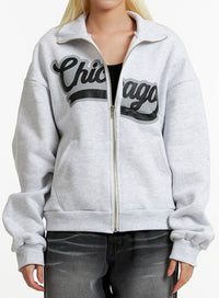 oversized-chicago-graphic-zipper-fleece-jacket-id315