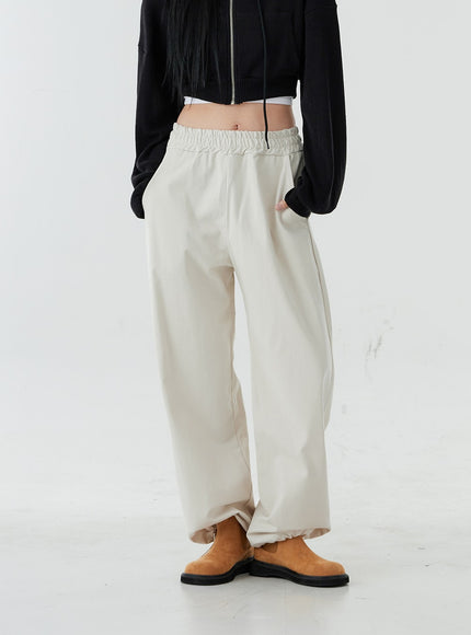 Ankle String Elastic Wide Pants OO28