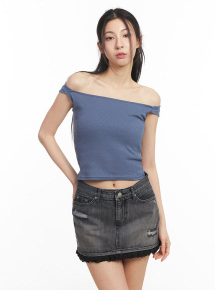 square-neck-off-shoulder-top-iy529 / blue