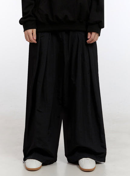 mens-wide-leg-windbreaker-pants-im525 / Black