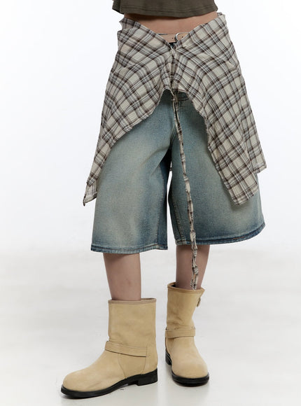 checkered-wrap-midi-skirt-cy530