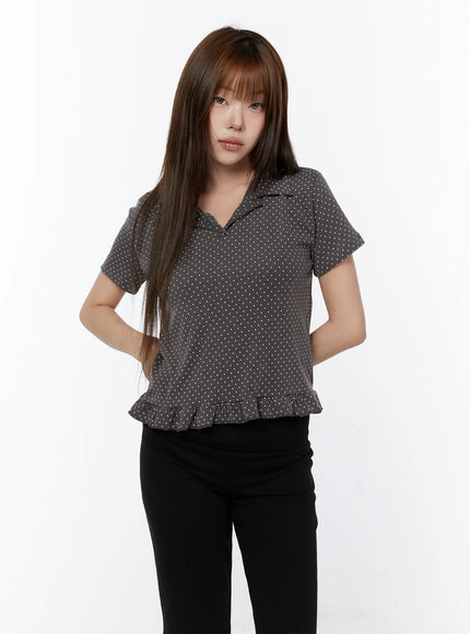 polka-dot-collar-frill-blouse-cy518