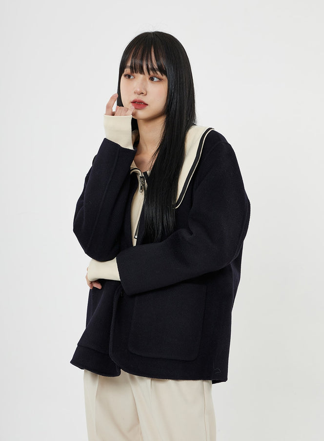 Knopfmantel mit Rundhalsausschnitt BN10