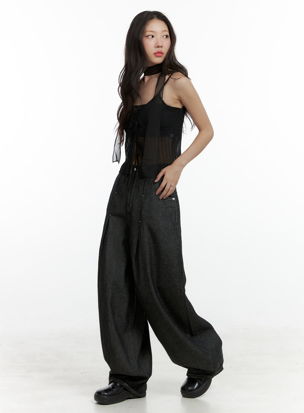 mesh-slit-strap-tank-top-with-scarf-set-cl410