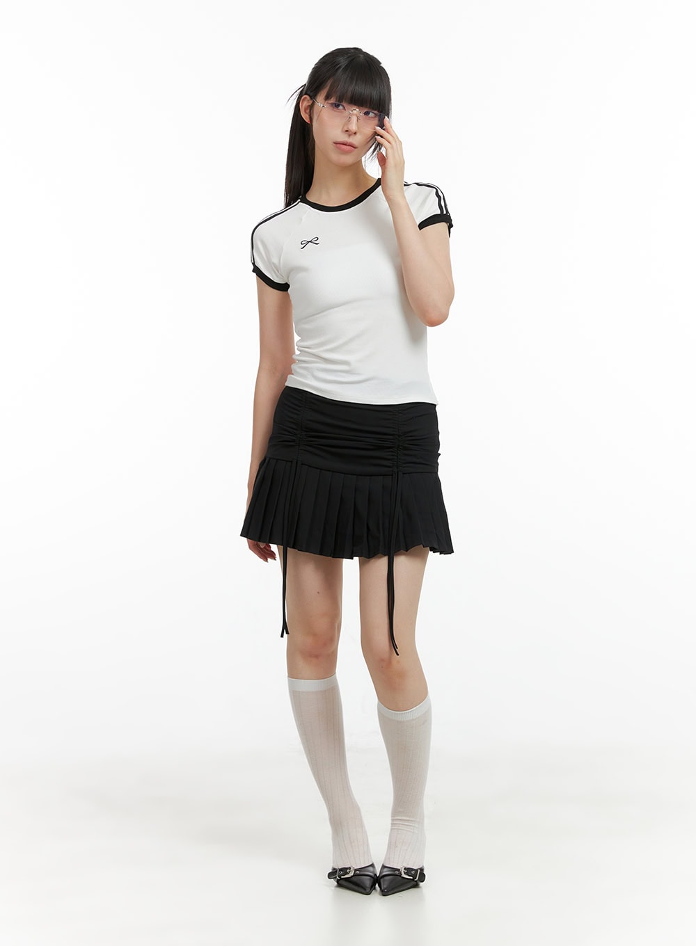 shirred-pleated-mini-skirt-cl422