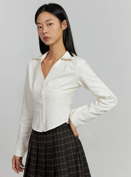 corduroy-pintuck-blouse-ij502