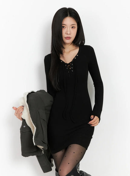 ribbed-lace-up-bodycon-mini-dress-cd508