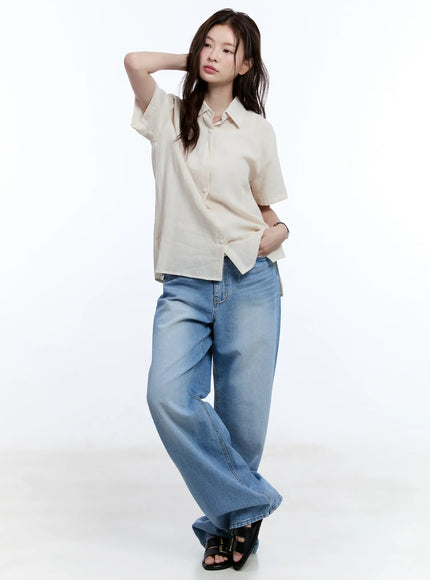 Linen Short-Sleeve Collared CU513